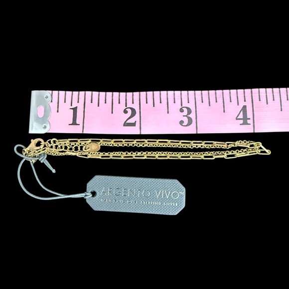 NWT Argento Vivo 18K Gold Plated Sterling Silver Double Layer Chain Anklet - Picture 5 of 9